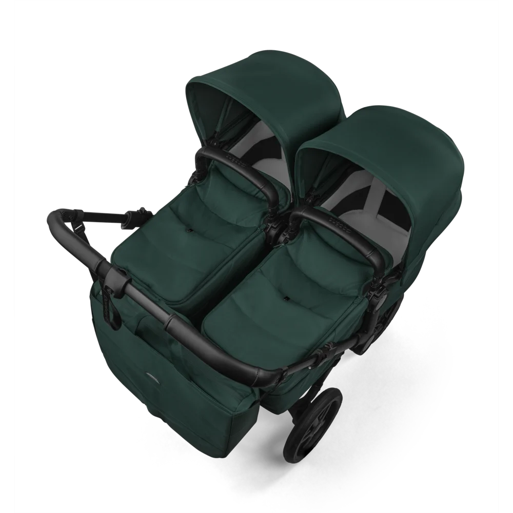Bugaboo Donkey 6 Twin tvillingvagn Fern Green två liggdelar