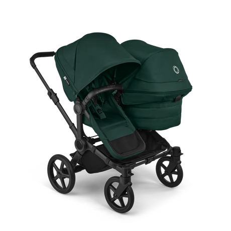 Parently_hyra_syskonvagn_donkey-6-double-bassinet-seat-fw-black-fern-green-complete-front-sides