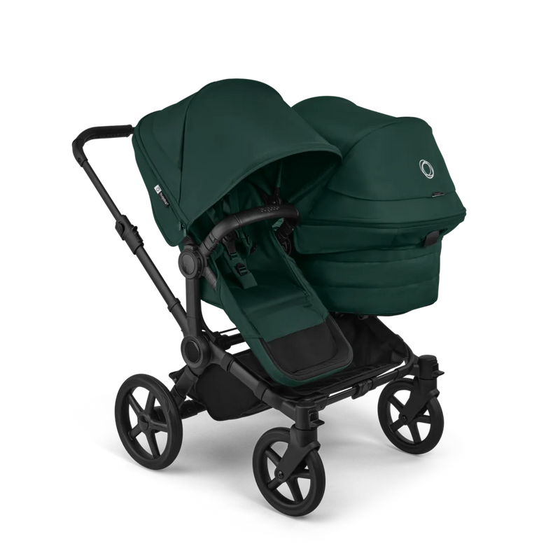Parently_hyra_syskonvagn_donkey-6-double-bassinet-seat-fw-black-fern-green-complete-front-sides