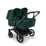 Bugaboo Donkey 6 Twin tvillingvagn Fern Green liggdelar från sidan